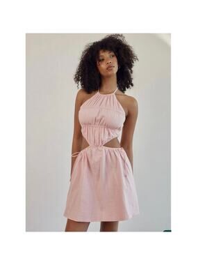 Sabo Caliana Pink Sleeveless Halter Cutout Cami Camisole Mini Tank Dress Size M